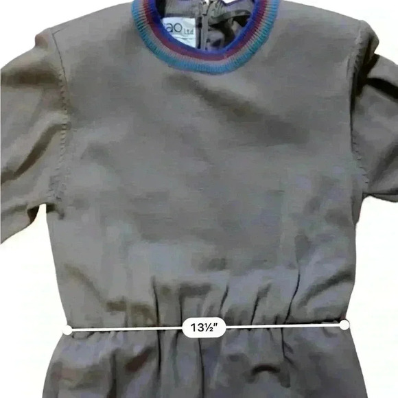 Vintage Ciao Ltd Plaid Sweater Gray Taupe Suede Dress Jacket 2 Piece Set Size 4 - Picture 14 of 16